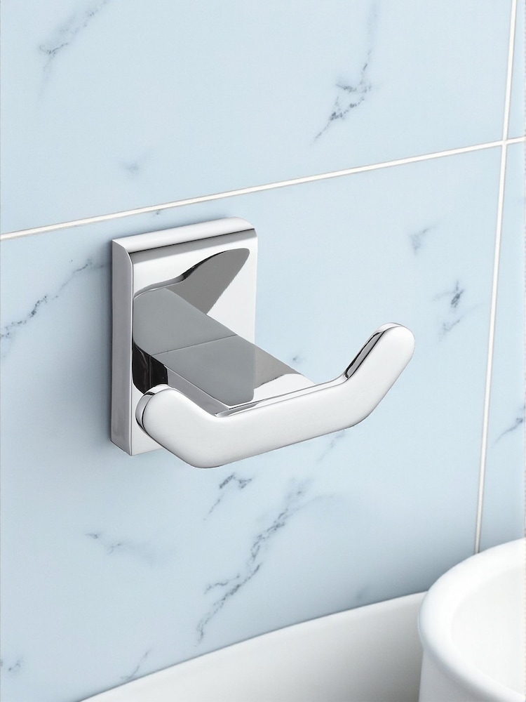 Showerdrape Set of 2 Silver Unity Wall Mounted Robe Hooks - Image 2 of 4