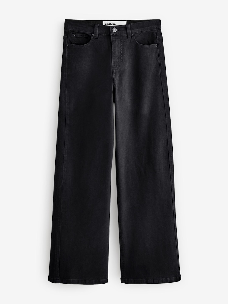 Simply Be Black 24/7 Wide Leg Jeans - Image 5 of 5