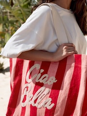 Red/Pink Stripe Large Canvas Shoulder Bag - Image 3 of 8
