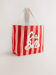 Red/Pink Stripe Large Canvas Shoulder Bag - Image 4 of 8