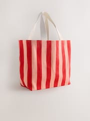Red/Pink Stripe Large Canvas Shoulder Bag - Image 5 of 8