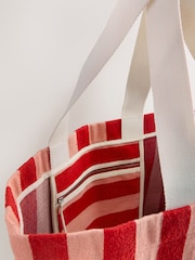 Red/Pink Stripe Large Canvas Shoulder Bag - Image 8 of 8