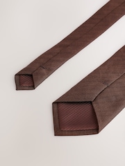 Brown Herringbone Tie with Mother of Pearl Tie Clip - Image 3 of 3
