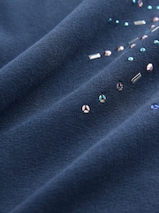 Navy Sequin Star Jumper Dress (3-16yrs) - Image 4 of 4