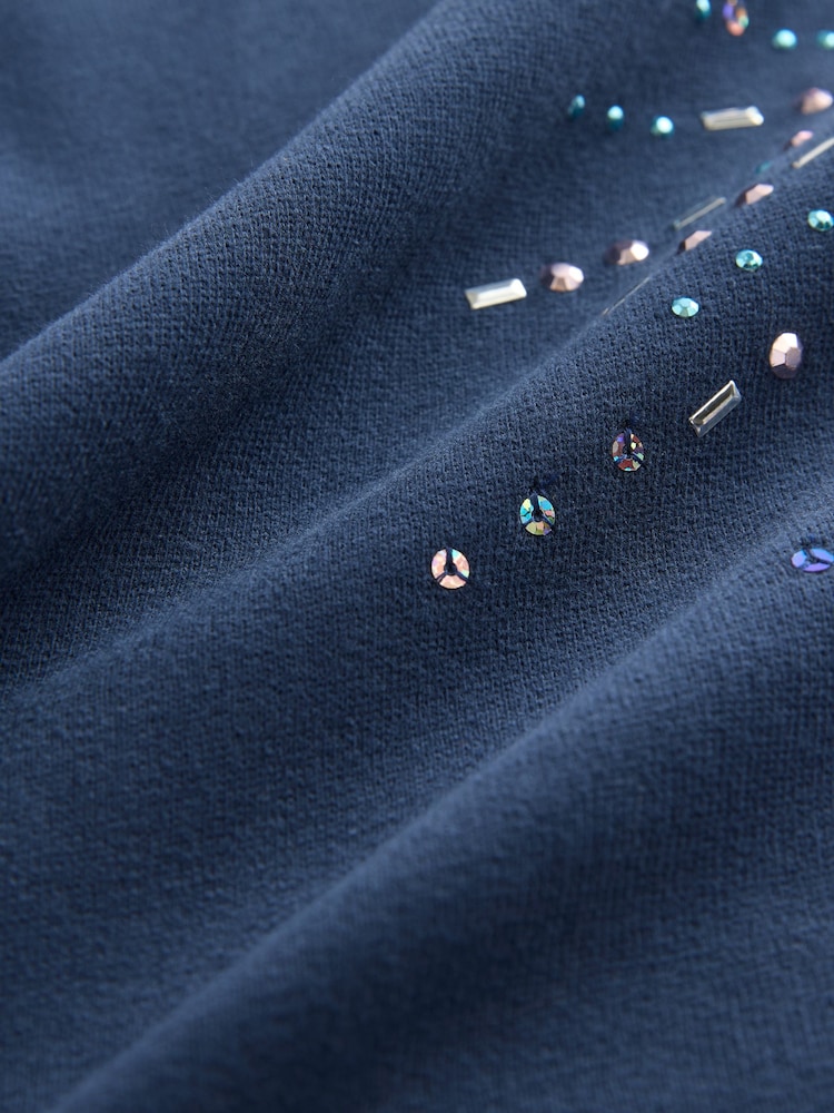 Navy Sequin Star Jumper Dress (3-16yrs) - Image 4 of 4