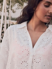 Laura Ashley White Broderie Floral Beach Cover-Up - Image 4 of 5