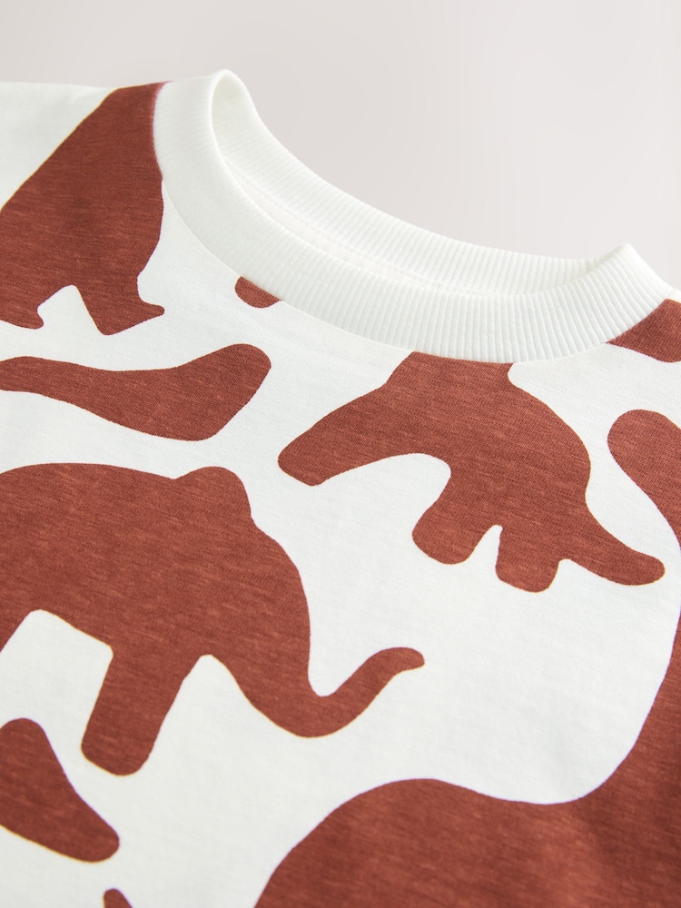 White/Burgundy Dinosaur Short Sleeve All-Over Print T-Shirt (3mths-7yrs) - Image 4 of 4