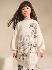 Ecru Unicorn Graphic Jumper Dress (3-16yrs) - Image 1 of 6