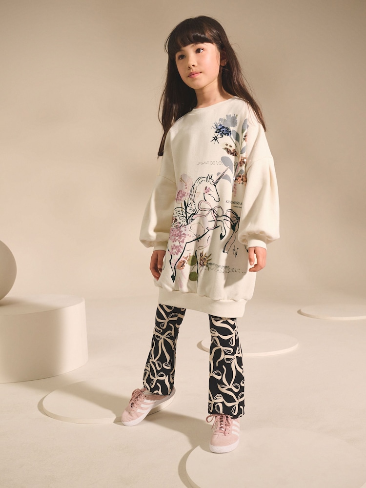 Ecru Unicorn Graphic Jumper Dress (3-16yrs) - Image 2 of 6