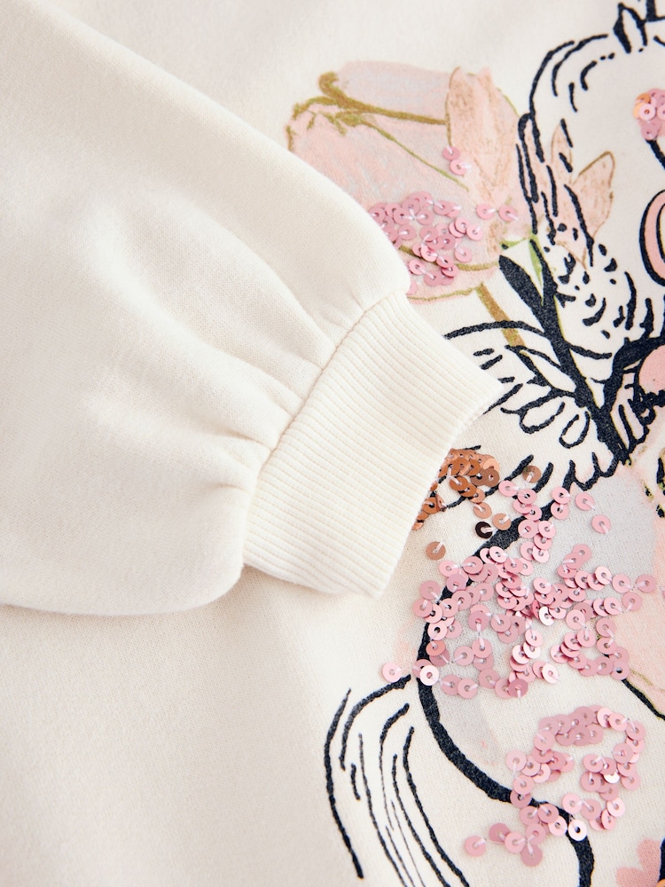 Ecru Unicorn Graphic Jumper Dress (3-16yrs) - Image 8 of 8