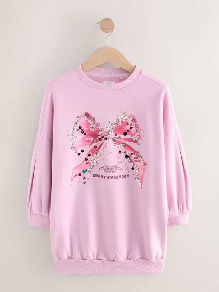 Pink Bow Graphic Jumper Dress (3-16yrs) - Image 1 of 4