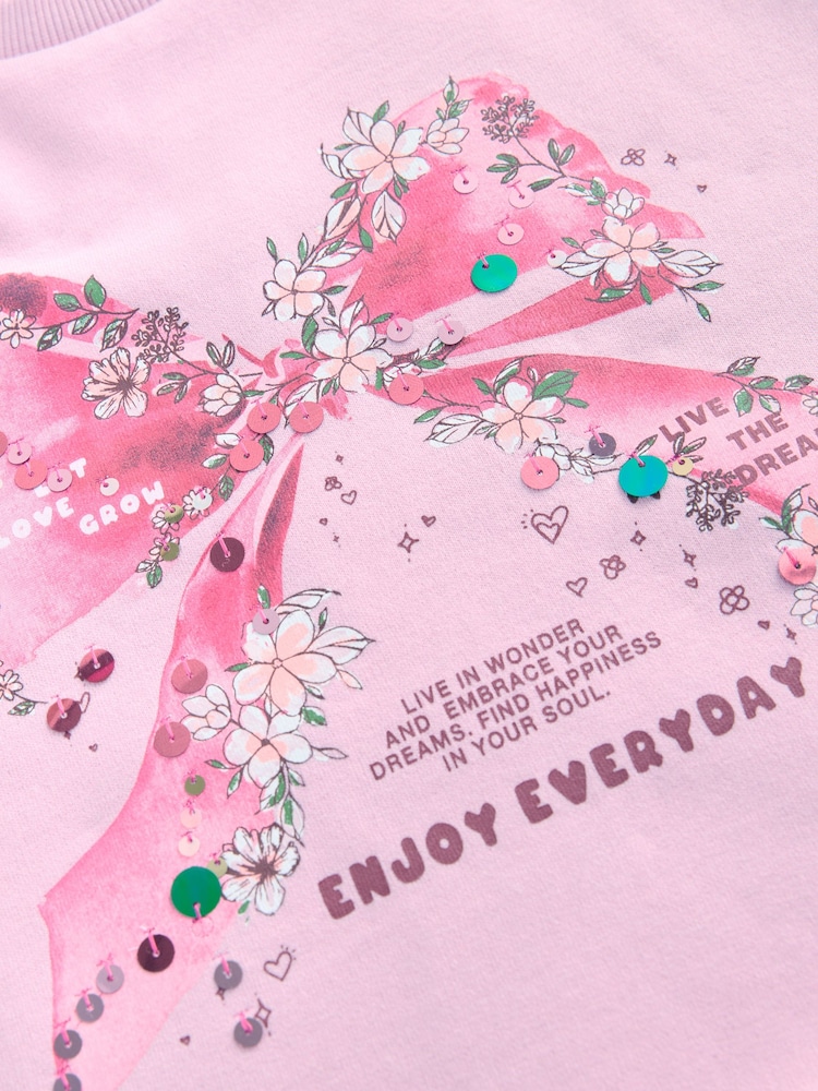 Pink Bow Graphic Jumper Dress (3-16yrs) - Image 3 of 4