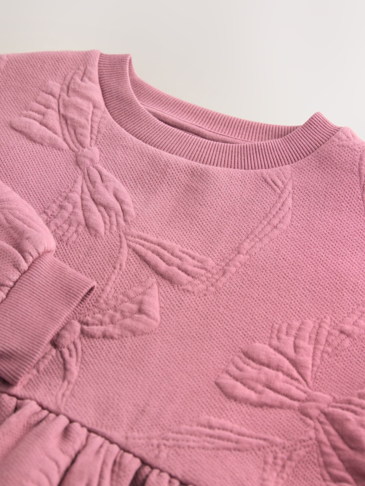 Dusky Pink Quilted Bow Jumper Dress (3-16yrs) - Image 7 of 7