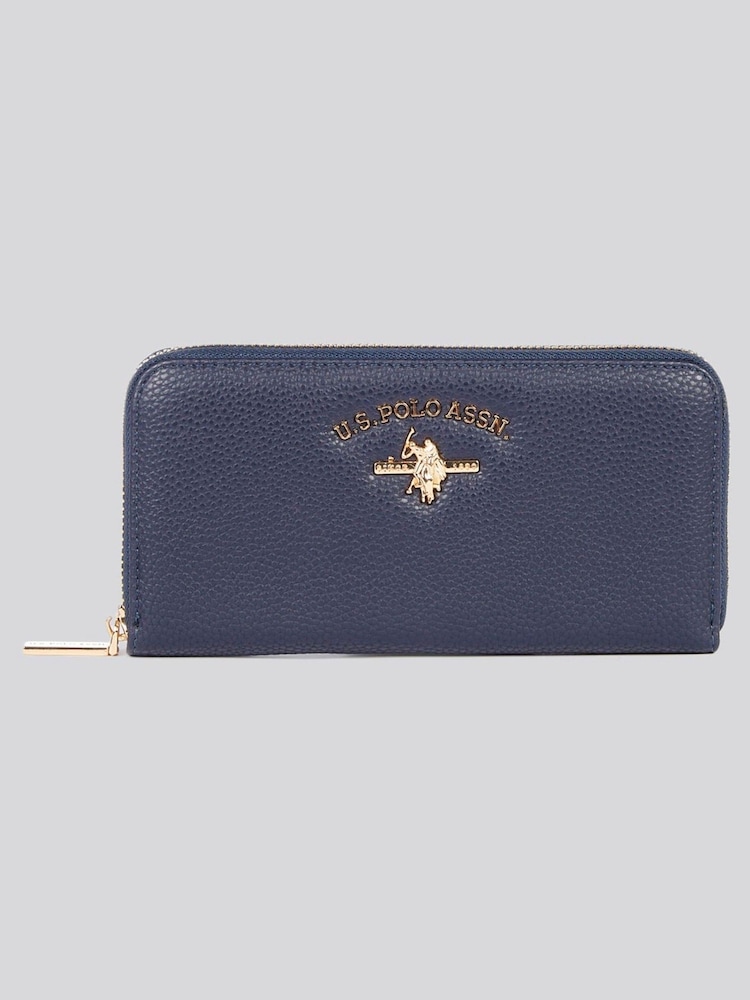 U.S. Polo Assn Blue Womens Stanford Large Zip Around Wallet - Image 1 of 6