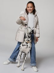 Lipsy Silver Midweight Diamonte Belted Puffer Coat (5-16yrs) - Image 3 of 5