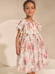 Ecru White Floral Print Ruffle Dress (3-16yrs) - Image 2 of 7