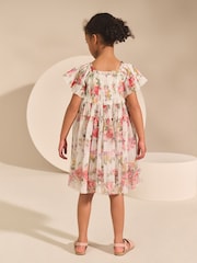 Ecru White Floral Print Ruffle Dress (3-16yrs) - Image 3 of 7