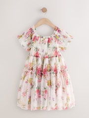 Ecru White Floral Print Ruffle Dress (3-16yrs) - Image 4 of 7
