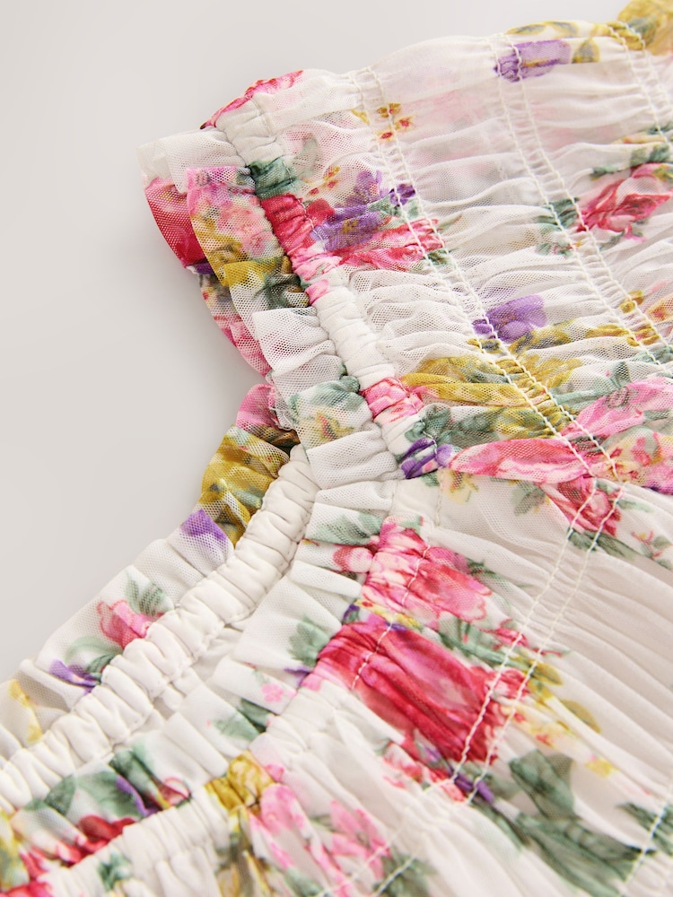 Ecru White Floral Print Ruffle Dress (3-16yrs) - Image 7 of 7