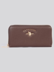 U.S. Polo Assn Brown Womens Stanford Large Zip Around Wallet - Image 1 of 6