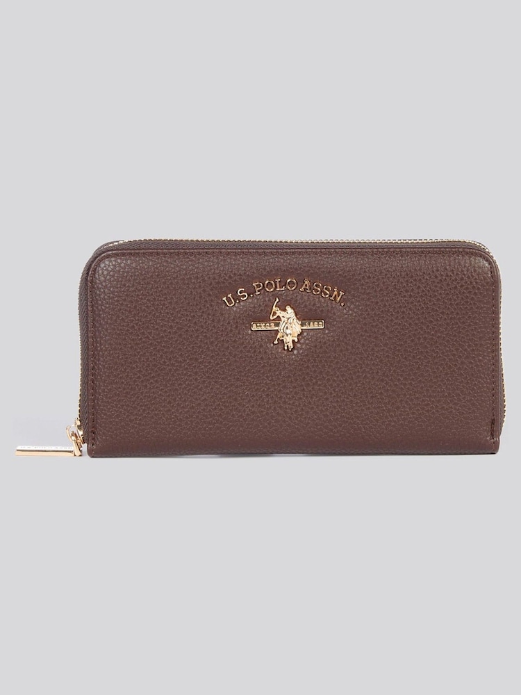 U.S. Polo Assn Brown Womens Stanford Large Zip Around Wallet - Image 1 of 6 U.S. Polo Assn Brown Womens Stanford Large Zip Around Wallet - Image 1 of 6