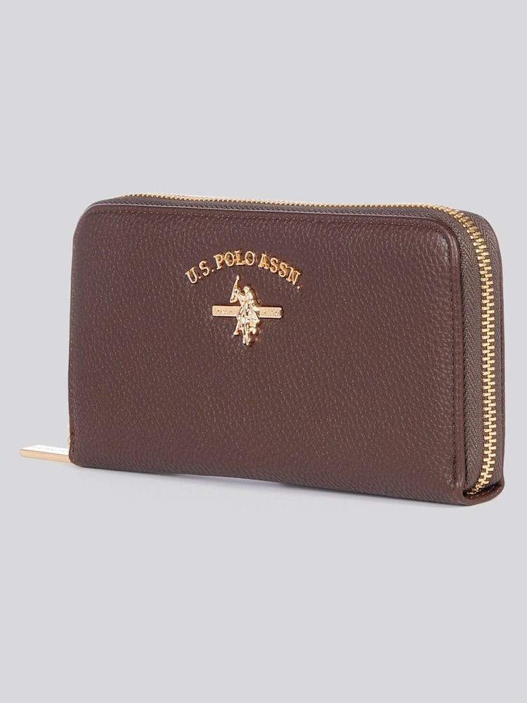 U.S. Polo Assn Brown Womens Stanford Large Zip Around Wallet - Image 2 of 6