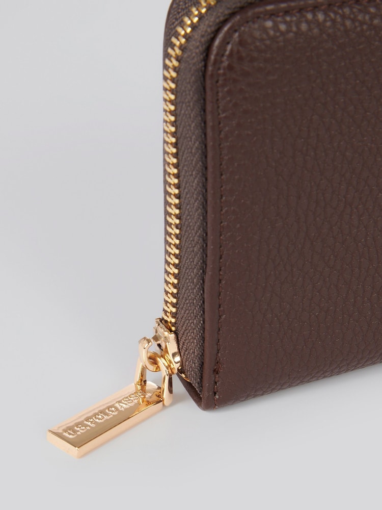 U.S. Polo Assn Brown Womens Stanford Large Zip Around Wallet - Image 6 of 6