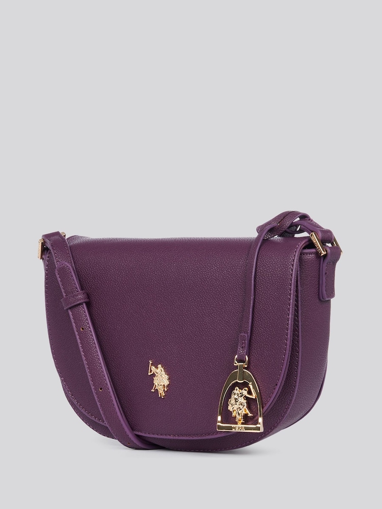 U.S. Polo Assn Purple Womens Jones Flap Cross-Body Bag - Image 5 of 5