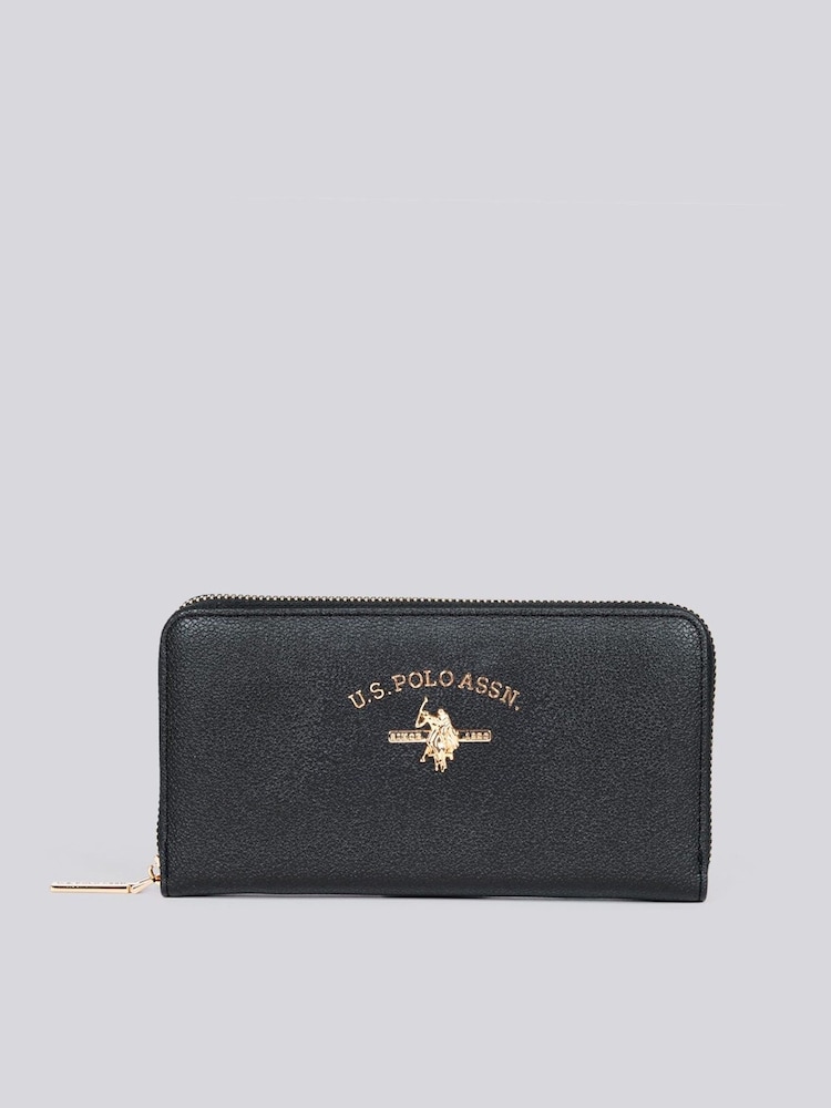 U.S. Polo Assn Black Womens Stanford Large Zip Around Wallet - Image 1 of 6