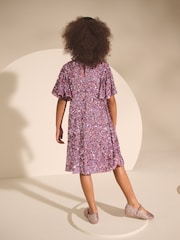 Dusky Pink Angel Sleeve Sequin Party Dress (3-16yrs) - Image 3 of 4