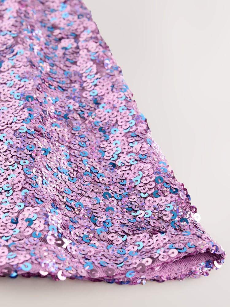 Dusky Pink Angel Sleeve Sequin Party Dress (3-16yrs) - Image 8 of 8 Dusky Pink Angel Sleeve Sequin Party Dress (3-16yrs) - Image 8 of 8