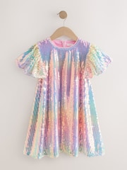 Rainbow Angel Sleeve Sequin Party Dress (3-16yrs) - Image 5 of 8