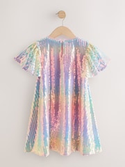 Rainbow Angel Sleeve Sequin Party Dress (3-16yrs) - Image 6 of 8