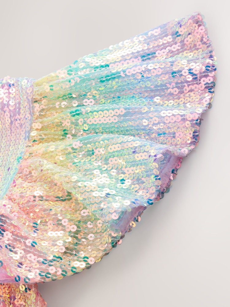 Rainbow Angel Sleeve Sequin Party Dress (3-16yrs) - Image 8 of 8