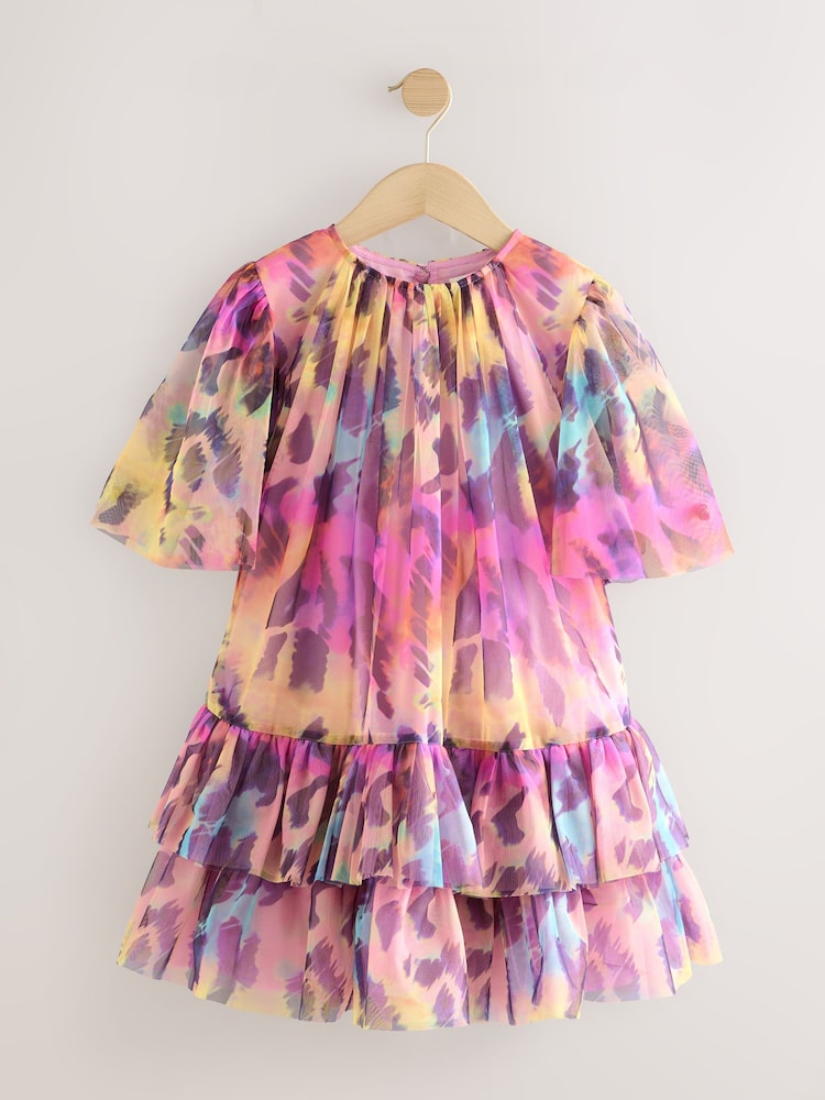 Rainbow Animal Tiered Mesh Dress (3-16yrs) - Image 1 of 4 Rainbow Animal Tiered Mesh Dress (3-16yrs) - Image 1 of 4