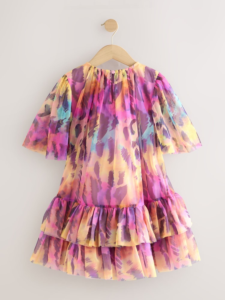 Rainbow Animal Tiered Mesh Dress (3-16yrs) - Image 2 of 4 Rainbow Animal Tiered Mesh Dress (3-16yrs) - Image 2 of 4
