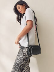 Black Double Zip Cross Body Bag - Image 2 of 7
