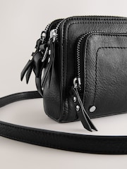 Black Double Zip Cross Body Bag - Image 6 of 7