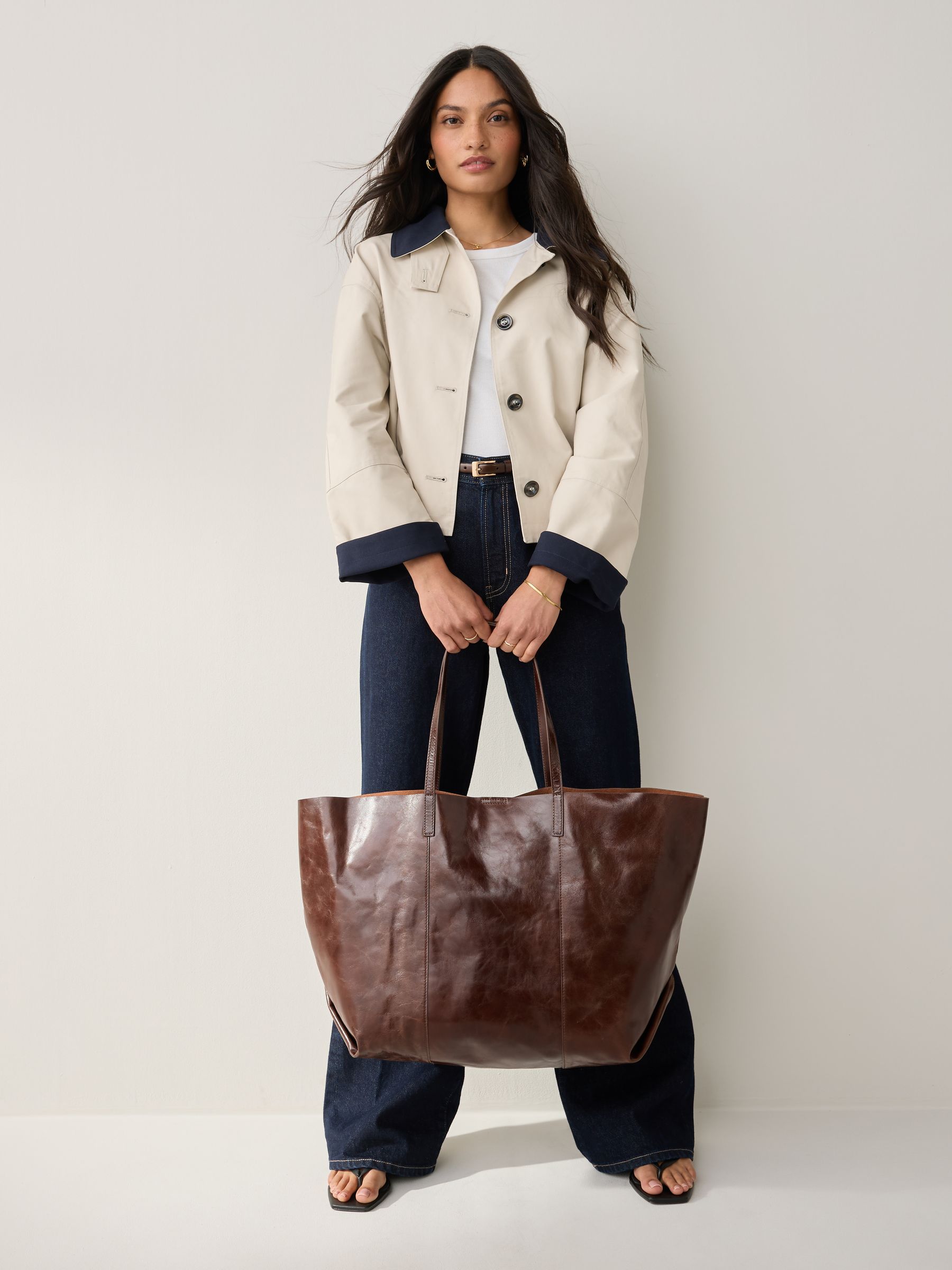 Buy Chocolate Brown N. Premium Large Leather Shopper Bag from Next USA