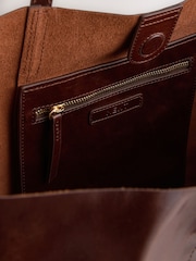 Chocolate Brown Large Leather Shopper Bag - Image 5 of 7