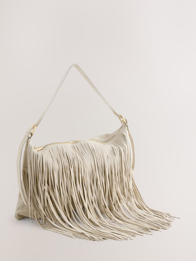 Bone Leather Fringe Boho Shoulder Bag - Image 1 of 5