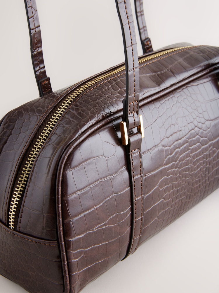 Chocolate Brown Bowler Bag - Image 7 of 8