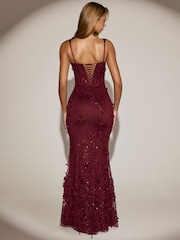 Oh Polly Vasanta Embellished Applique Soft Scoop Corset Gown - 圖片 3，共 7