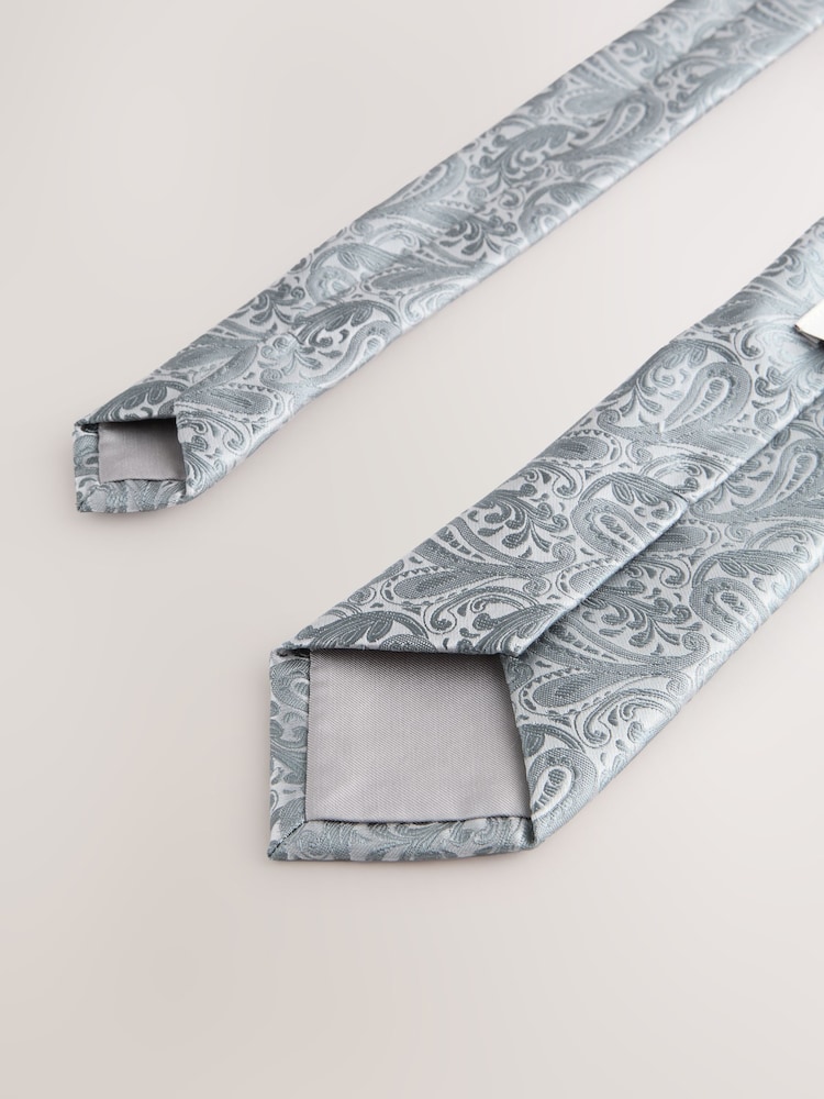 Azul - Corbata con estampado de cachemir y alfiler de corbata - Imagen 3 de 3