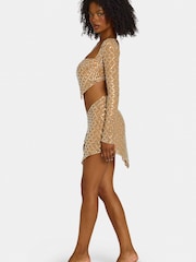 Oh Polly Embellished Asymmetric Mid-Rise Mini Skirt - 圖片 3，共 5