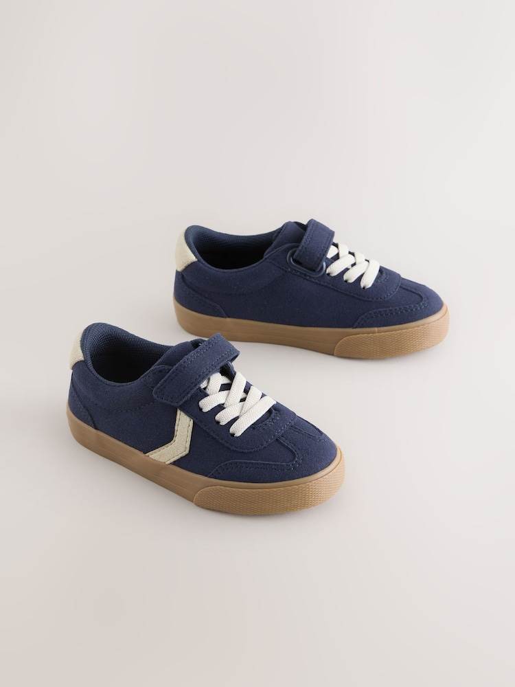 Navy Blue Wide Fit (G) Touch Fastening Elastic Lace Trainers - Image 1 of 5