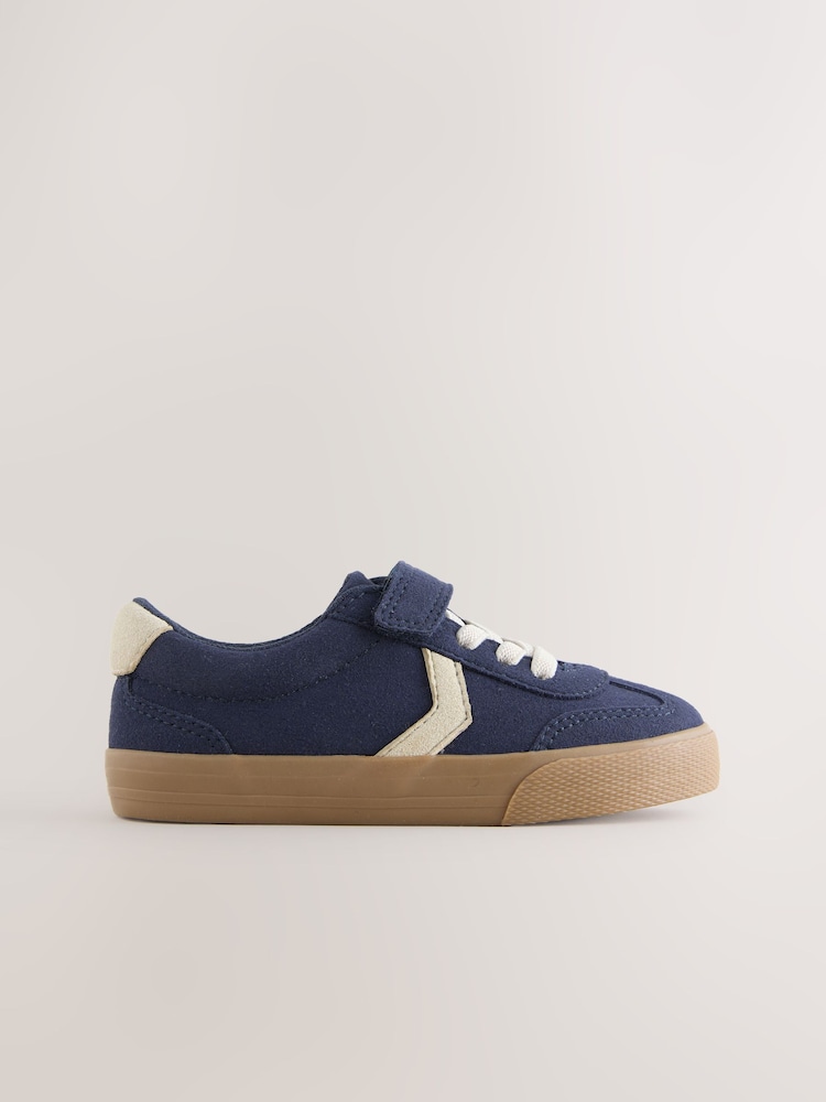 Navy Blue Wide Fit (G) Touch Fastening Elastic Lace Trainers - Image 2 of 5 Navy Blue Wide Fit (G) Touch Fastening Elastic Lace Trainers - Image 2 of 5