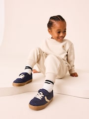 Navy Blue Standard Fit (F) Touch Fastening Elastic Lace Trainers - Image 2 of 8