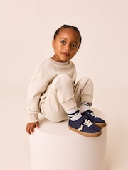 Navy Blue Standard Fit (F) Touch Fastening Elastic Lace Trainers - Image 3 of 8