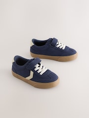 Navy Blue Standard Fit (F) Touch Fastening Elastic Lace Trainers - Image 4 of 8